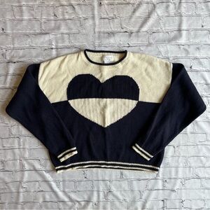 VTG Y2K 2000 Heart Knit Colorblock Sweater Womens Medium Christopher & Banks